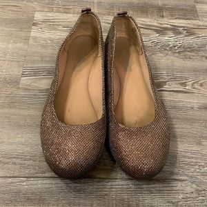Gold sparkly flats, size 7